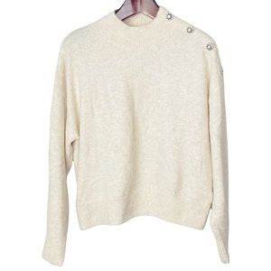H&M•wool mock neck dropped sleeve snowflake embellished sweater